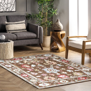 พรมปูพื้นสี่เหลี่ยมขนาดใหญ่สไตล์โมเดิร์นแบบดั้งเดิมพรมขนสัตว์นิวซีแลนด์งานแฮนด์เมดใหม่พรมขนแกะแบบมีความสูงต่ำลายดอกไม้ดีไซน์กลางแจ้งสไตล์วินเทจ - Product Image 2