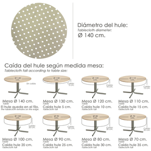 Coperta rotonda antimacchia O/ 140 cm. Top beige - Product Image 5