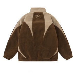 Veste d'hiver pour homme sur mesure en gros, vêtements de rue OEMODM, veste en polaire à fermeture éclair pour homme, veste chaude en patchwork brodé, veste en sherpa pour homme - Product Image 2