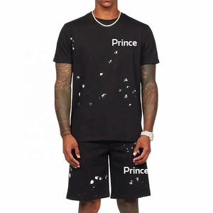 Prince Industry dernière sérigraphie personnalisée unisexe plaine impression personnalisée t-shirt et short ensemble hommes été ensemble unisexe de haute qualité - Product Image 3