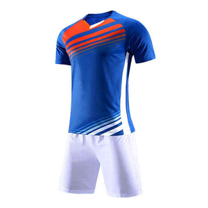 Men's Blue Red White Sublimated Soccer Jersey Short Sleeve Moisture Wicking <b>Athletic</b> Fit Uniform All Seasons - Product Image 1