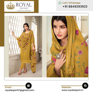 Fournisseur de vêtements ethniques indiens de vêtements de mariage et de fête Beau costume Salwar pakistanais en chinon pur avec broderie - Product Image 4