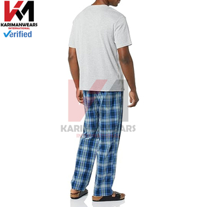 Conjunto de Pijama de Viscosa de Bambú para Hombre, Camisa de Dormir Suave con Botones, Pantalones de Dormir a Cuadros Tejidos con Bolsillos, Transpirable y Ligero - Product Image 2
