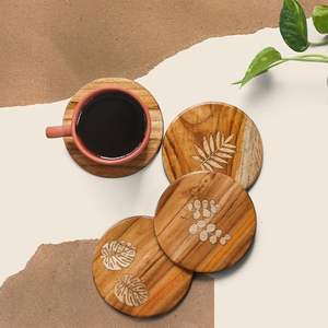 Posavasos de nogal natural de alta calidad con diseño natural para tazas de café al precio más bajo de HF CRAFTS - Product Image 1
