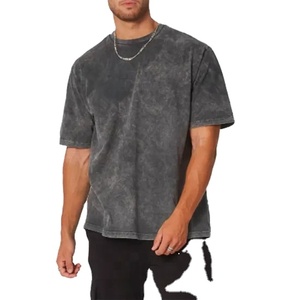 Heavyweight Cotton Vintage Acid Wash Distressed <b>T</b>-<b>Shirt</b> for Men Women Oversize <b>Long</b> Custom Logo Stone DTG Print <b>Black</b> Custom - Product Image 3