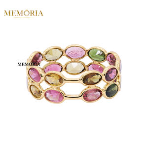 Anillo de banda de piedras preciosas de turmalina múltiple Natural de alta calidad de diseño único moderno en oro amarillo sólido de 18K joyería hecha a mano - Product Image 4