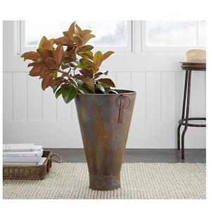 Elegant Round Oval Decorative Flower <b>Vase</b> | Bright <b>Teal</b> Color Art Vessel for Mantelpiece/Office Home Decor Gift Metal Flower Pot - Product Image 4