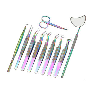 Ensemble de pinces à cils en acier inoxydable de précision de 7 pièces pour extensions de cils outils de beauté en gros à bas prix - Product Image 1