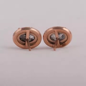 Pendientes de diamantes ovalados con corte de rosa de sal y pimienta, tachuelas de diamantes Halo hechas en laboratorio, joyería de aniversario para regalo - Product Image 3