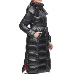 Manteau d'hiver matelassé long à capuche pour femme, tendance, manches classiques, haute qualité, logo personnalisé, polaire, uni, teint, polyester - Product Image 6
