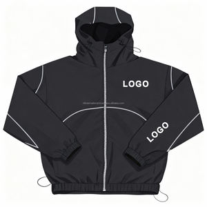 Ensemble de survêtement réfléchissant haute visibilité pour hommes, veste coupe-vent respirante d'automne et pantalon en nylon, tenue de sport pour la course nocturne - Product Image 2