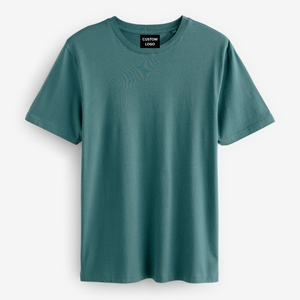 Camiseta de manga corta con cuello redondo para hombre, corte regular, color azul claro, OEM ODM, algodón mercerizado, camiseta de primera calidad - Product Image 5