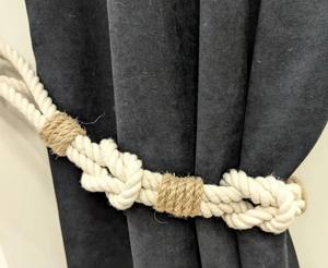 Abrazaderas para Cortinas de Cuerda de Algodón Hechas a Mano: Decoración Boho Envuelta en Yute - Product Image 1