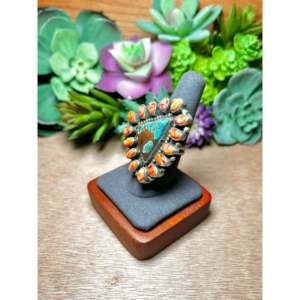 Anillo Ajustable de Plata de Ley Sheila Becenti con Incrustaciones de Turquesa Multicolor para Regalo - Product Image 3