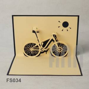 การ์ดอวยพร3D ป๊อปอัพคุณภาพสูงออกแบบโดยใช้แรงบันดาลใจจากจักรยานงานหัตถกรรมกระดาษไดคัทจากเวียดนาม - Product Image 1