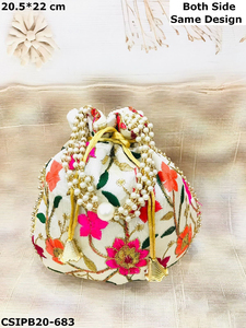 Indian Handmade <b>Embroidered</b> Batwa Potli <b>Clutch</b> for Women Multi Color Craftstages International-Wedding Favors Return Gifts - Product Image 4
