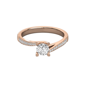 Bague pour femme en or 14 carats avec diamant solitaire rond de laboratoire, bagues en diamant brillant - Product Image 6