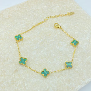 डॉ. गहने थोक 9 मिमी स्टेनलेस स्टील सफेद/काले/लाल/हरे फूल चार पत्ती 18k सोने की प्लेटेड क्लोवर महिलाओं के लिए - Product Image 1