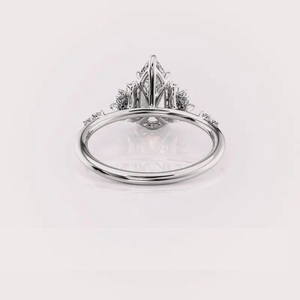 IGI Certified Pear Cut Lab Grown Diamond Engagement & Wedding <b>Ring</b> with Cluster Side Stones in 9K Rose / White & Yellow Gold - Product Image 3