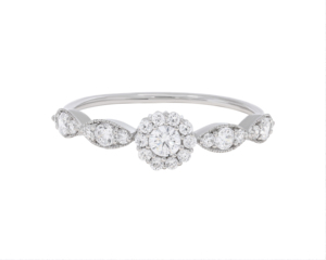 Anillo de compromiso de halo de moissanita de diamante creado en laboratorio de 0,45 quilates de diseño impresionante al por mayor anillos de diamantes de Ley 925 de oro sólido - Product Image 4