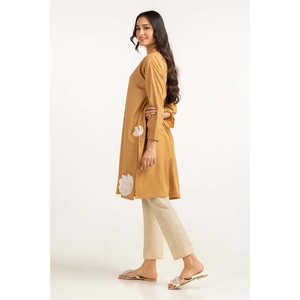 Camisa de Algodón Teñido de Amarillo para Mujer, con Bordado, Cuello Asimétrico, Estampado Floral, Larga, de Popelina y Lino, Tallas XS-XL, para Oficina - Product Image 1