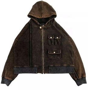 Fabricants de vêtements personnalisés lourds délavés à l'acide pull zippé sweats à capuche de rue sweats à capuche zippés de haute qualité pour hommes pour les hivers - Product Image 4