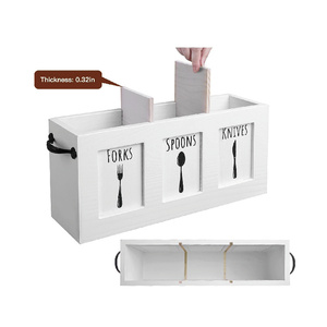 Comptoir de cuisine de ferme Organisateur de couverts en bois rustique Porte-ustensiles et argenterie - Product Image 3