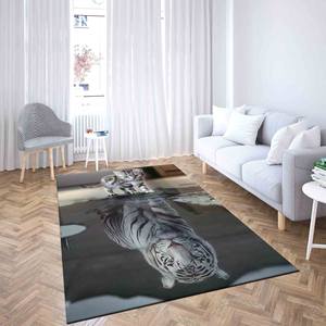 Tapis imprimé chat réflexion de tigre : Tapis animalier de luxe avec message motivant, tapis fin non tissé - Product Image 4