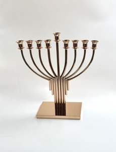 Modern Abstract Gold Menorah With Elegant <b>Marble</b> Base For Sophisticated Festive <b>Candle</b> Arrangement Display - Product Image 6
