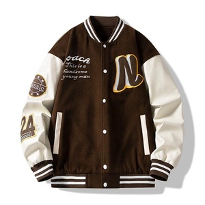 Oem Manufacturer High Quality Winter Varsity <b>Jacket</b> <b>Men</b> Stand Collar Chenille Embroidery Leather Sleeves Custom <b>Baseball</b> - Product Image 2
