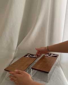 Edición de Regalo para Hogares Árabes, Elegante Caja de Dulces de Acrílico Transparente con Tapa de Incrustaciones de Madera, Lujo para Ramadán y Eid Mubarak - Product Image 3