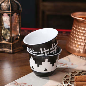 Pots et tasses rustiques arabes, soucoupes à thé en céramique artisanales, collection de poterie de style rustique - Product Image 2