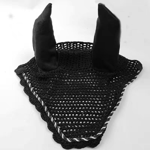Bonnet d'oreille de cheval au crochet avec voile de mouche à paillettes Accessoire d'équitation élégant et confortable Idéal pour l'entraînement et les spectacles - Product Image 6