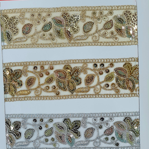 Ribete de Encaje de Organza Bordado de Lujo Hecho a Mano de 9 Metros, Adorno Nupcial Tradicional de Primera Calidad para Diseño de Saree, Lehenga y Vestidos - Product Image 1