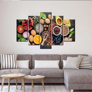 ศิลปะบนผืนผ้าใบพิมพ์ลายสมัยใหม่ - ของตกแต่งผนังลายเครื่องเทศสำหรับห้องครัวและห้องนอน, ชุด 5 ชิ้น: ภาพพิมพ์แบบห่อหุ้ม - Product Image 1