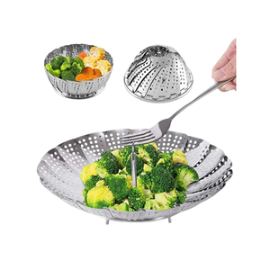 Panier vapeur pliable en acier inoxydable pour légumes, à insérer dans les casseroles - Product Image 1