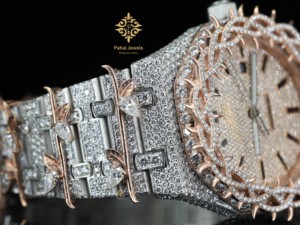 Montre de luxe personnalisable en moissanite avec cadran romain, design épineux, sertissage complet, date, style hip-hop, pour soirée, luxe durable - Product Image 3