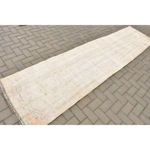 พรมวินเทจลายดอกไม้สีขาวสไตล์ตุรกี ขนาด 2.7x11.1 ฟุต (83x338 ซม.) - Product Image 2