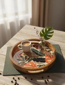 Plateau de service en bois massif et résine époxy personnalisé pour collations, idéal pour la table à manger, la décoration intérieure et les cadeaux, à prix réduit - Product Image 4