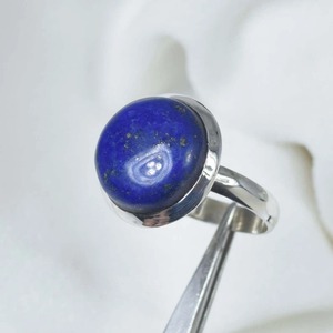 Handmade Unisex 925 Sterling Silver <b>Ring</b> Vintage Style Unique Jewelry with <b>Lapis</b> <b>Lazuli</b> Gemstone and Diamond for Women - Product Image 6