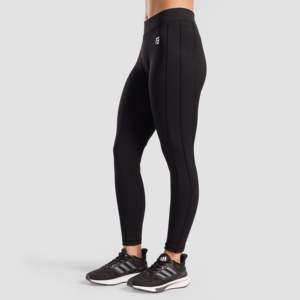 Leggings de compression à taille haute Power Pulse en tissu tricoté noir - Product Image 1