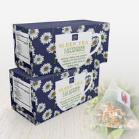 Sachets de thé personnalisés aux fleurs d'hibiscus, de lavande et de camomille pour le sommeil, avec logo sur mesure