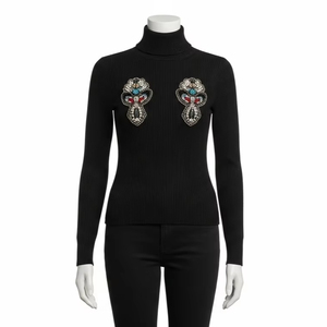 แผ่นปะติดปักลูกปัดทำมือ งานตกแต่งคุณภาพสูง ดีไซน์สวยงาม สำหรับงานฝีมือ DIY แฟชั่น เสื้อผ้า งานปัก - Product Image 1