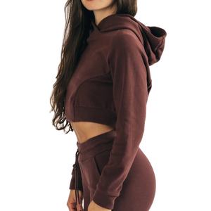 Material de lana de alta calidad profesional OEM ODM 2025 Mejor diseño Mujeres Mangas completas Crop Top Sudaderas con capucha Sudadera con capucha de araña en Nurak - Product Image 3