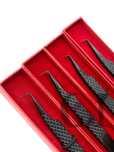 Profesional 90 grados negro Plasma espalda corazón diseño fibra Nano punta Acero inoxidable extensión de pestañas pinzas instrumento de belleza - Product Image 5