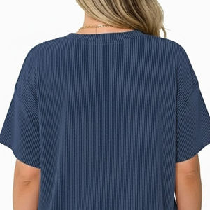 Ensemble deux pièces pour femmes, coupe classique, manches courtes, col rond, pour filles, nouvelle arrivée 2025, uni, décontracté, 100% coton, séchage rapide, respirant - Product Image 5