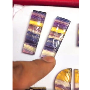 33 paires ou 3 pièces ensemble Fluorite naturelle 12-45mm sculpture poire Rectangle pierre 2350 Cts Lot Iroc ventes qualité fantaisie pierre précieuse en vrac - Product Image 2