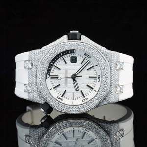 Reloj Mecánico Unisex Briva Jewels, Esfera de Moissanita en Tono Oro Blanco, Caja de Acero Inoxidable de 41 mm, Resistente al Agua 30 bar, de Lujo - Product Image 1