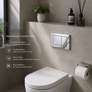Plaque de chasse d'eau double pression ABS pour réservoir de toilettes encastré, bouton poussoir chromé, design moderne, pièce de rechange pour hôtels et appartements - Product Image 3