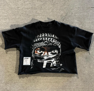 High Street Vintage Hip Hop Distress T-shirt Dtg Imprimé Graphique Coton T-shirt Ourlet Court T-shirt Homme - Product Image 6